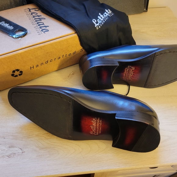 Men's Blue Leather Dress Shoes - Picture 3 of 9